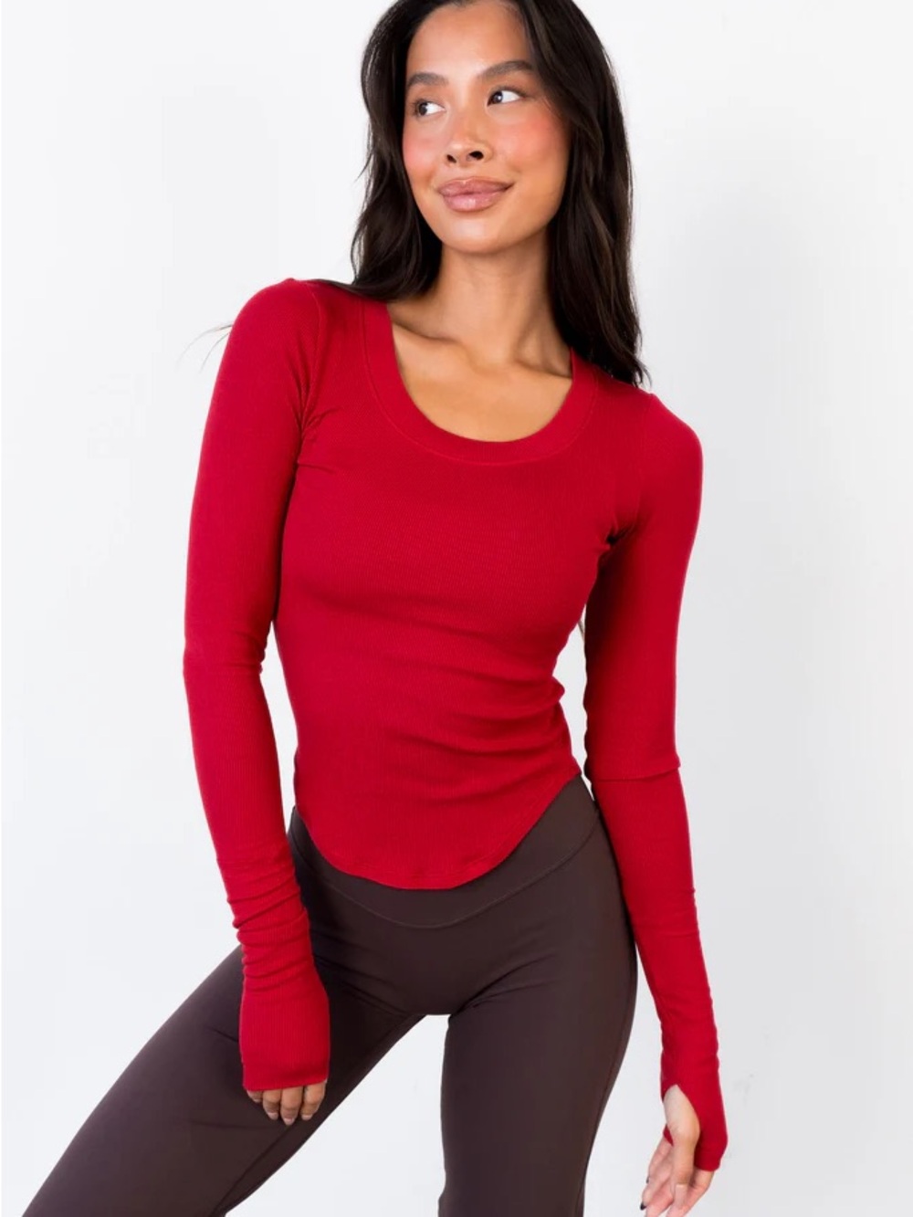 Vitality Essential Rib Scoop Top - Crimson - size S